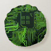 ギークアウトおたくPCBグリーン電子回路基板 ラウンドクッション (裏面)