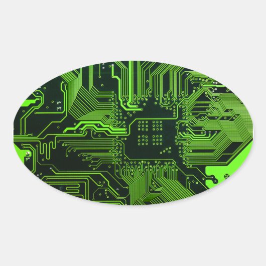 ギークアウトおたくPCBグリーン電子回路基板 楕円形シール (正面)