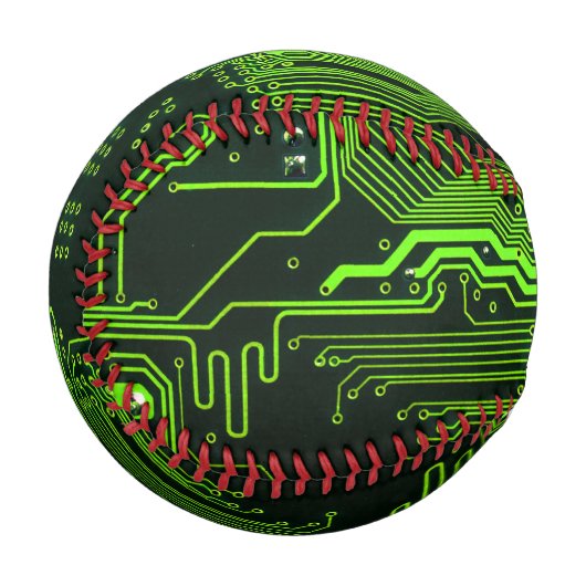 ギークアウトおたくPCBグリーン電子回路基板 野球ボール (正面左)