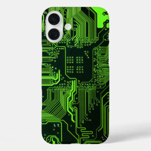 ギークアウトおたくPCBグリーン電子回路基板 iPhone 16 PLUSケース