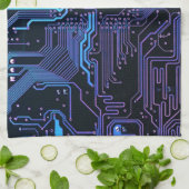 ギークアウトおたくPCB青色電子回路基板 キッチンタオル (折り畳み)