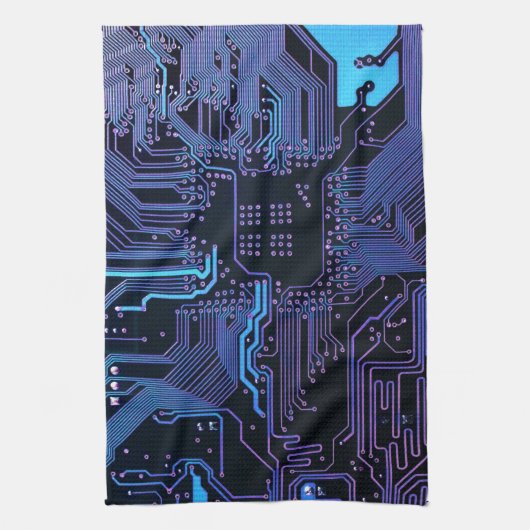 ギークアウトおたくPCB青色電子回路基板 キッチンタオル (縦)