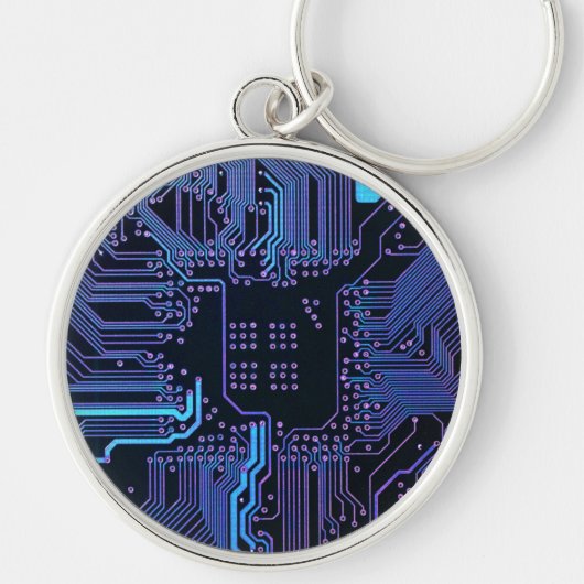 ギークアウトおたくPCB青色電子回路基板 キーホルダー (正面)