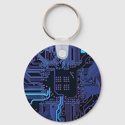 ギークアウトおたくPCB青色電子回路基板 キーホルダー (正面)