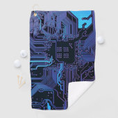 ギークアウトおたくPCB青色電子回路基板 ゴルフタオル (インサイチュ)