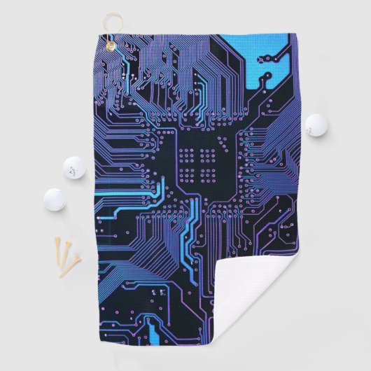 ギークアウトおたくPCB青色電子回路基板 ゴルフタオル (インサイチュ)