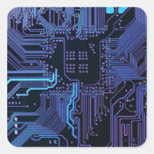 ギークアウトおたくPCB青色電子回路基板 スクエアシール (正面)