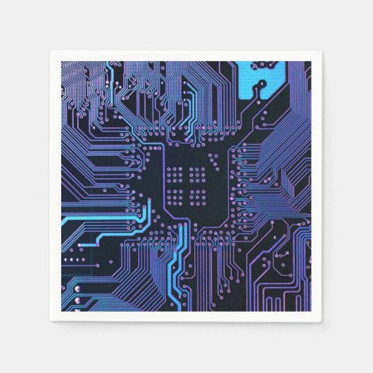 ギークアウトおたくPCB青色電子回路基板 スタンダードカクテルナプキン (正面)