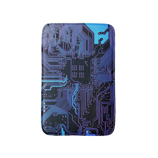 ギークアウトおたくPCB青色電子回路基板 バスマット (正面縦)