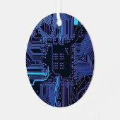 ギークアウトおたくPCB青色電子回路基板 メタルオーナメント (正面左)