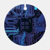 ギークアウトおたくPCB青色電子回路基板 メタルオーナメント (裏面)