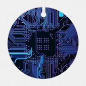 ギークアウトおたくPCB青色電子回路基板 メタルオーナメント (正面)