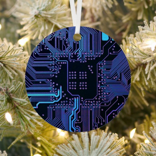 ギークアウトおたくPCB青色電子回路基板 メタルオーナメント (インサイチュ)