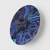 ギークアウトおたくPCB青色電子回路基板 ラウンド壁時計 (傾斜)