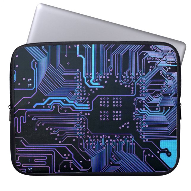 ギークアウトおたくPCB青色電子回路基板 ラップトップスリーブ (正面)
