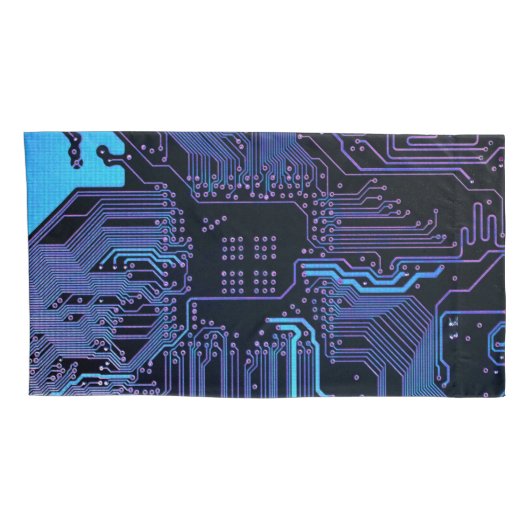 ギークアウトおたくPCB青色電子回路基板 枕カバー (裏面-右)