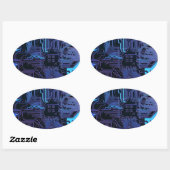 ギークアウトおたくPCB青色電子回路基板 楕円形シール (シート)