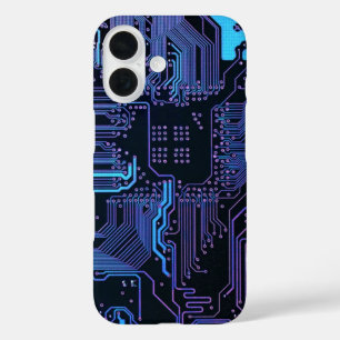 ギークアウトおたくPCB青色電子回路基板 iPhone 16ケース