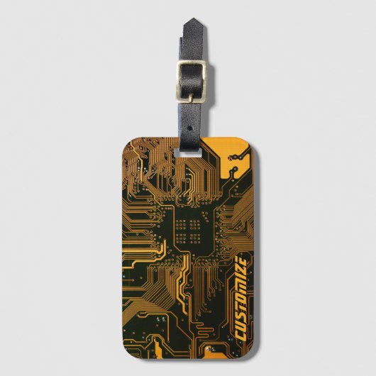 ギークアウトカスタムPCBオレンジ回路基板 ラゲッジタグ (正面縦)