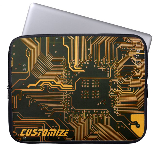 ギークアウトカスタムPCBオレンジ回路基板 ラップトップスリーブ (正面)
