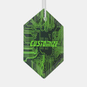 ギークアウトカスタムPCBグリーン電子回路基板 ガラスオーナメント (正面右)