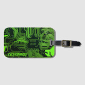 ギークアウトカスタムPCBグリーン電子回路基板 ラゲッジタグ (正面横)