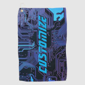 ギークアウトカスタムPCB青色電子回路基板 ゴルフタオル (正面)