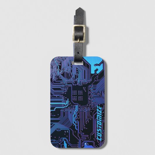 ギークアウトカスタムPCB青色電子回路基板 ラゲッジタグ (正面縦)