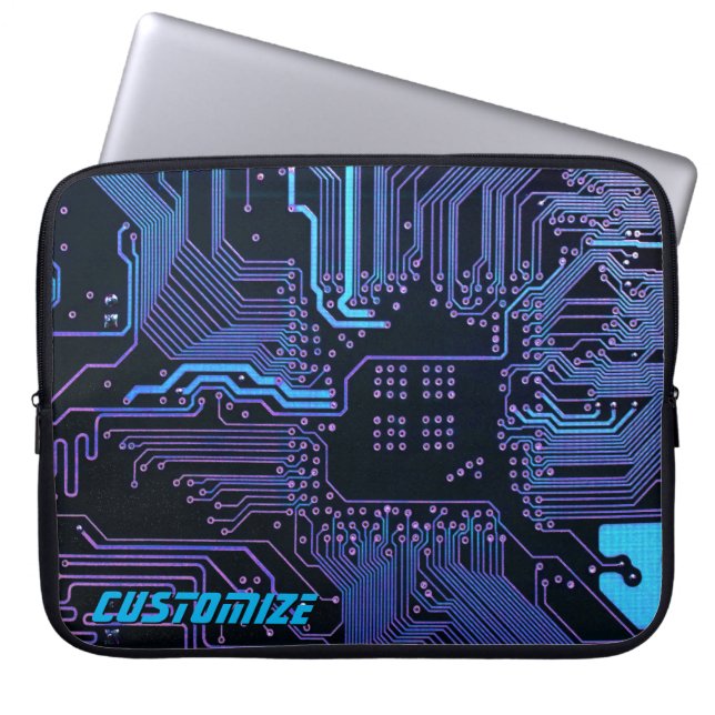 ギークアウトカスタムPCB青色電子回路基板 ラップトップスリーブ (正面)