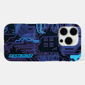 ギークアウトカスタムPCB青色電子回路基板 Case-Mate iPhoneケース (裏面 (横))