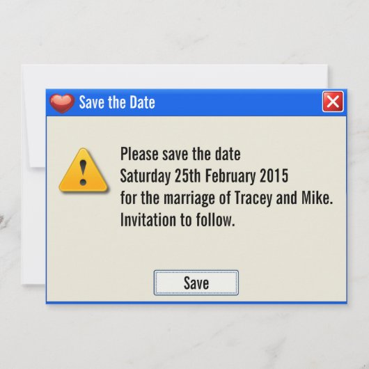 ギークエラーメッセージ日付の保存招待状 セーブザデート (正面)