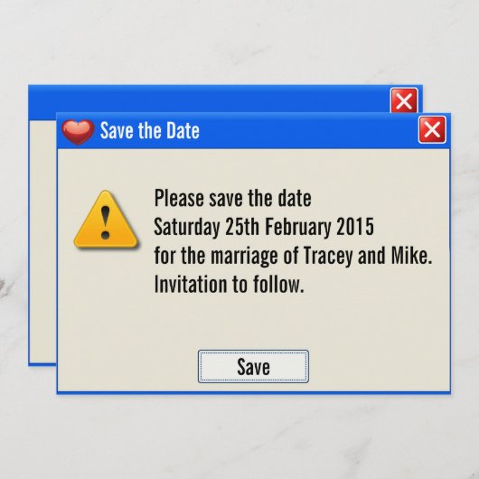 ギークエラーメッセージ日付の保存招待状 セーブザデート (正面/裏面)