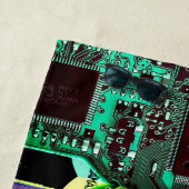 ギークカスタムとグリッチプリント回路基板ロボット ビーチタオル (インサイチュ)