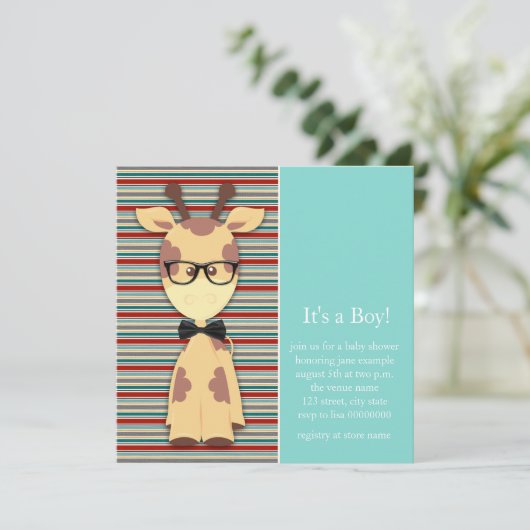 ギークキリン男の赤ちゃんシャワー 招待状 (スタンド正面)