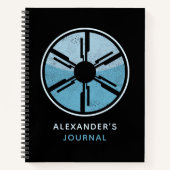 ギークサイファイ動揺して未来的宇宙ブルーグラデーション ノートブック (正面)