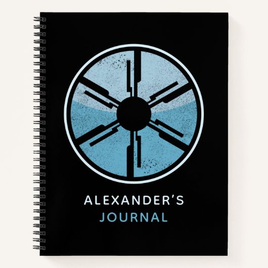 ギークサイファイ動揺して未来的宇宙ブルーグラデーション ノートブック (正面)