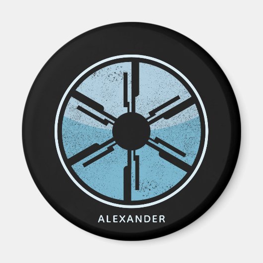 ギークサイファイ動揺して未来的宇宙ブルーグラデーション マグネット (正面)