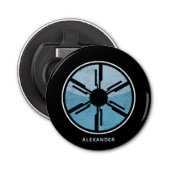 ギークサイファイ動揺して未来的宇宙ブルーグラデーション 栓抜き (正面)