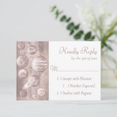 ギークシ結婚ック |銅バラ金ゴールド光沢 出欠カード (スタンド正面)