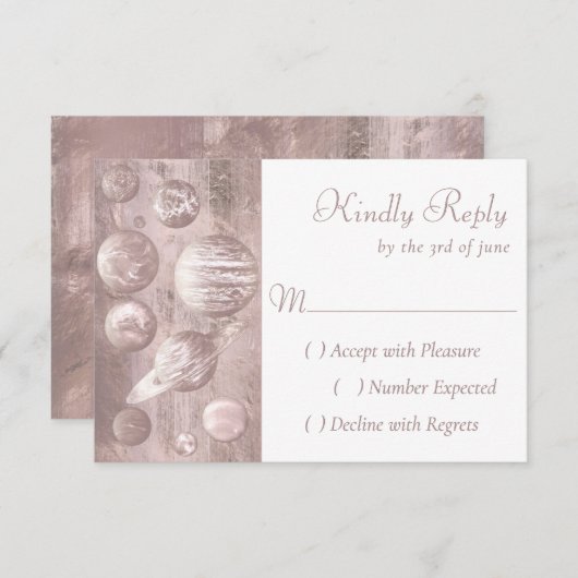 ギークシ結婚ック |銅バラ金ゴールド光沢 出欠カード (正面/裏面)