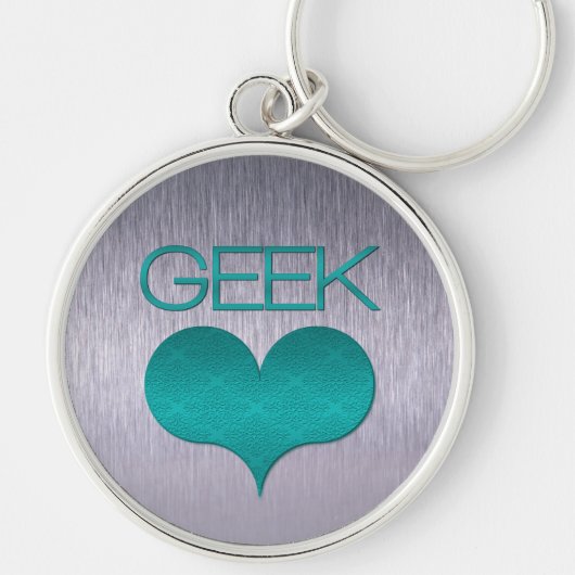 ギークラブ(ハート)キーチェーン、ターコイズ キーホルダー (正面)