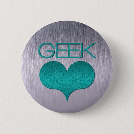 ギークラブ(ハート)ボタン、ターコイズ 缶バッジ (正面)