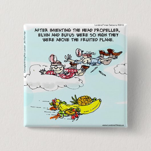 ギーク上の果実飛行機 おもしろい 缶バッジ (正面)