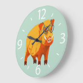 ギーク豚おもしろいイノシシ ラージ壁時計 (傾斜)