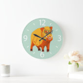 ギーク豚おもしろいイノシシ ラージ壁時計 (ホーム)