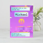 ギークVaporwave 80sおよび90s誕生日招待状 招待状 (スタンド正面)