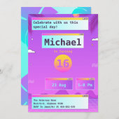 ギークVaporwave 80sおよび90s誕生日招待状 招待状 (正面/裏面)