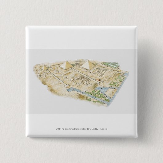 ギーザのピラミッドのイラストレーション 缶バッジ (正面)