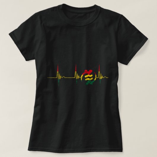 ギーナイメアディンクラのシンボルガーナ国旗のハートビートEKG Tシャツ (デザイン正面)