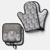 クおもしろいリスマスに行きたい…雪のフール 鍋つかみ&鍋敷きセット (正面/裏面)